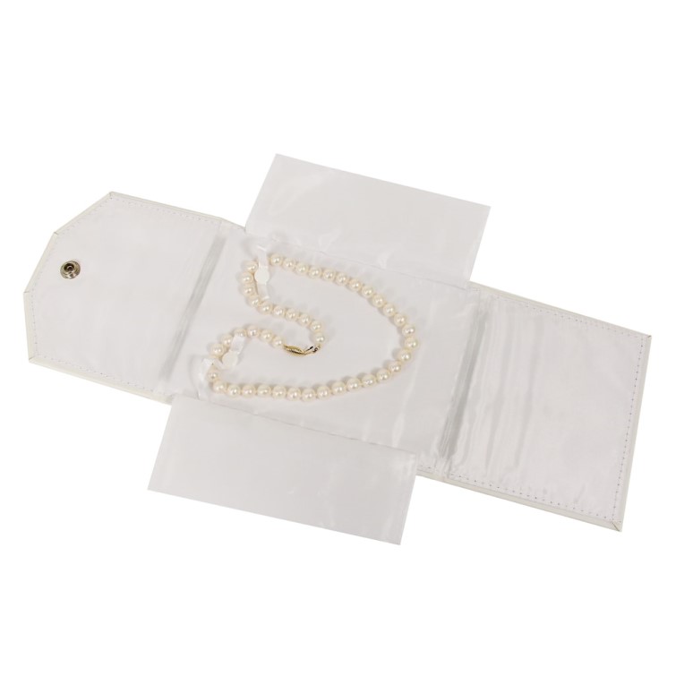 White Faux Leather Pearl and Necklace Presentation Folder